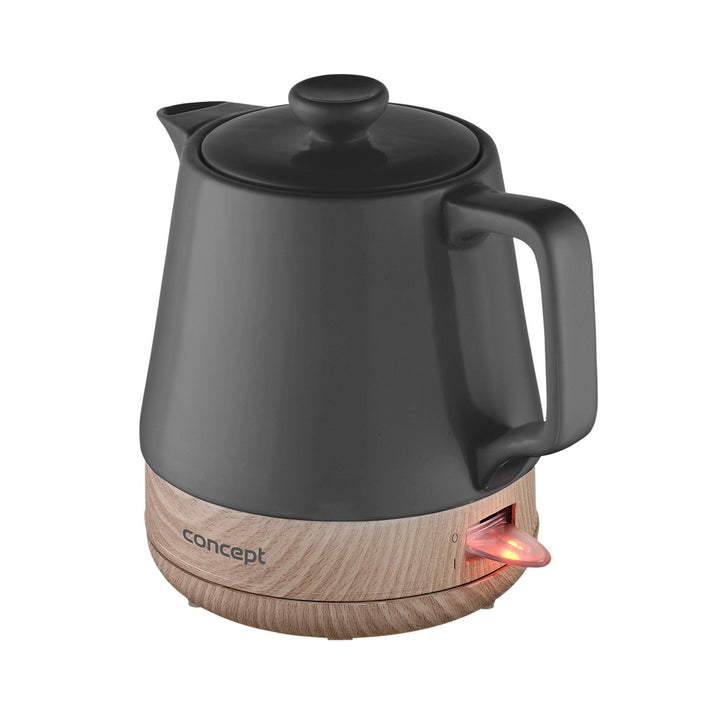 Concept RK0062 ceramic electric kettle, 1.0 liter capacity, anthracite plus wood texture color