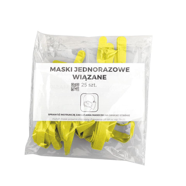 25 pieces of disposable tied yellow face masks -  made of high quality materials