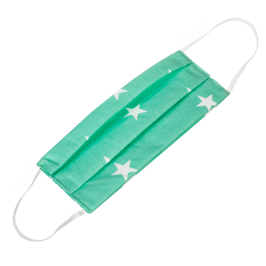 Reusable protective mask on a cotton elastic - aquamarine color with stars