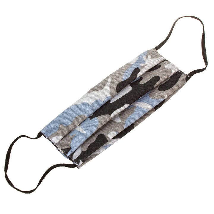 Reusable protective mask with a cotton elastic - gray and blue camo color