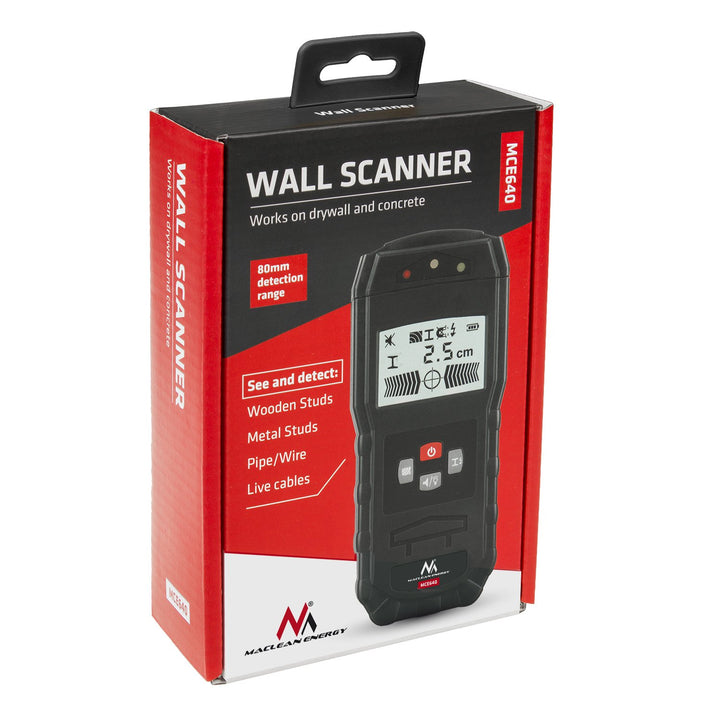 Maclean MCE640 Wall Scanner Locating Device 3 in 1 Wood Metal Detector Wall Sensor LCD Display for Wood Live AC Wire Metal Studs Joist Detection