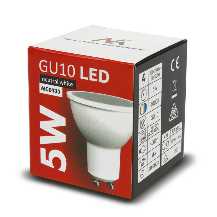 Maclean Energy MCE435 LED bulb GU10 5W WW warm white 3000K, 220-240V ~, 50 / 60Hz, 400 lumens