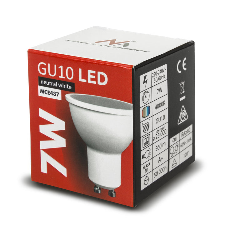 Maclean Energy MCE437 LED bulb GU10 7W NW neutral white 4000K, 220-240V ~, 50 / 60Hz, 490 lumens