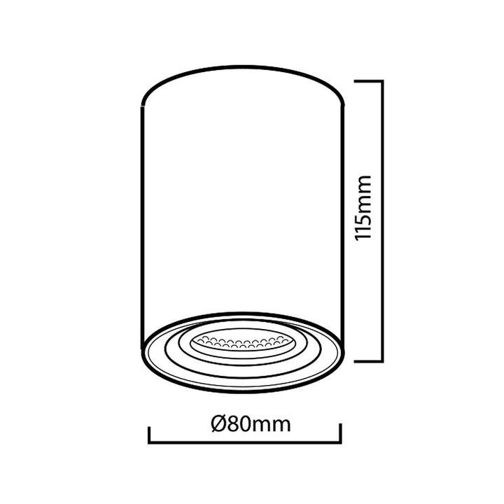 GU10 MCE422 B luminaire gléasta ar an láthair halaigine, 80x115mm, alúmanam