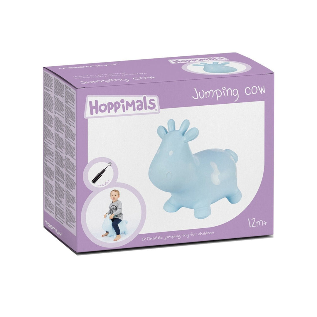 Hoppimals Blue Cow Rubber Jumping Space Hopper Jumper Toy with Pump