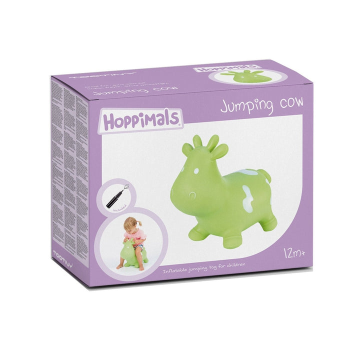 Hoppimals Green Cow Rubber Jumping Space Hopper Jumper Toy with Pump