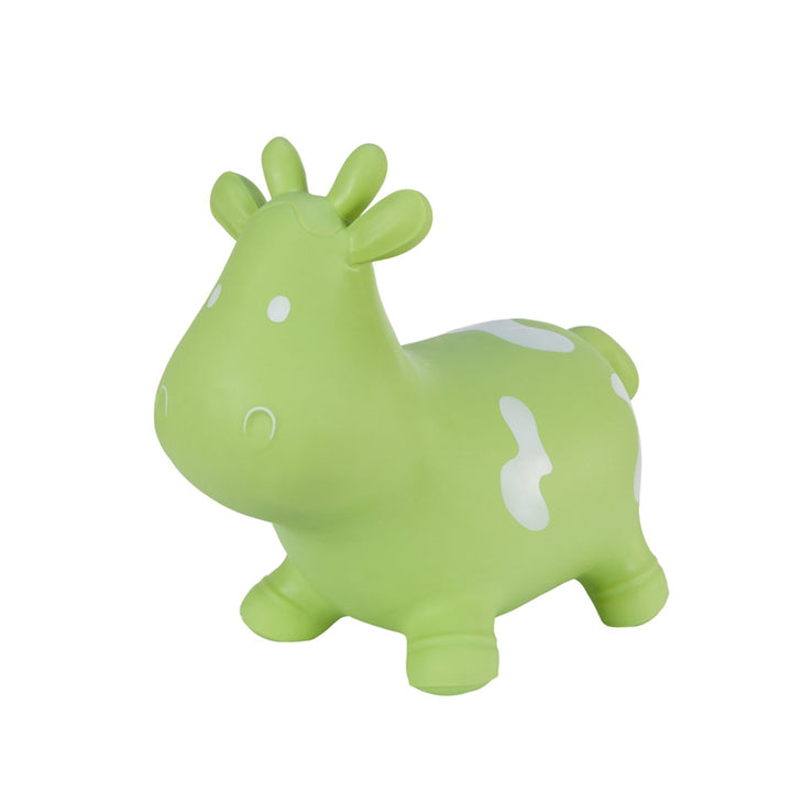 Hoppimals Green Cow Rubber Jumping Space Hopper Jumper Toy with Pump