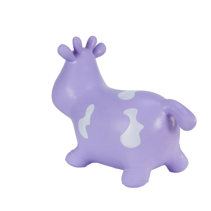 Hoppimals Purple Lilac Cow Rubber Jumping Space Hopper Jumper Toy with Pump