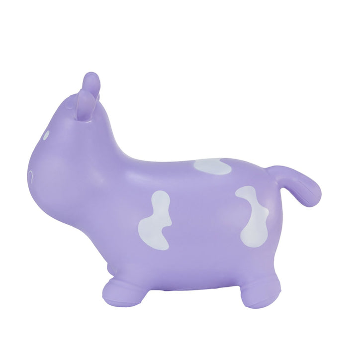 Hoppimals Purple Lilac Cow Rubber Jumping Space Hopper Jumper Toy with Pump