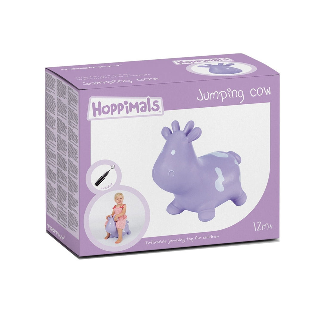 Hoppimals Purple Lilac Cow Rubber Jumping Space Hopper Jumper Toy with Pump