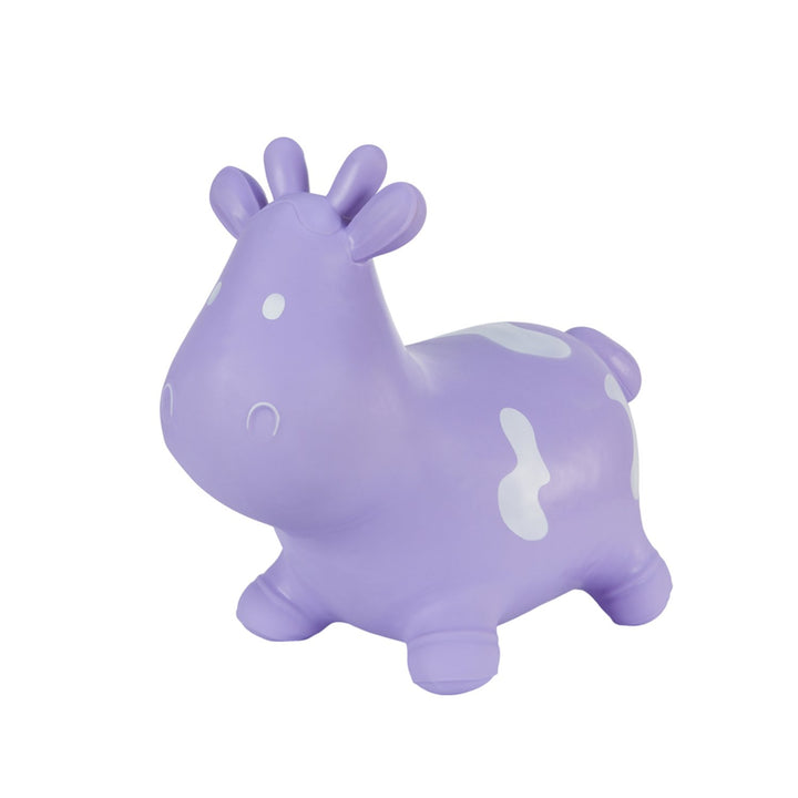 Hoppimals Purple Lilac Cow Rubber Jumping Space Hopper Jumper Toy with Pump