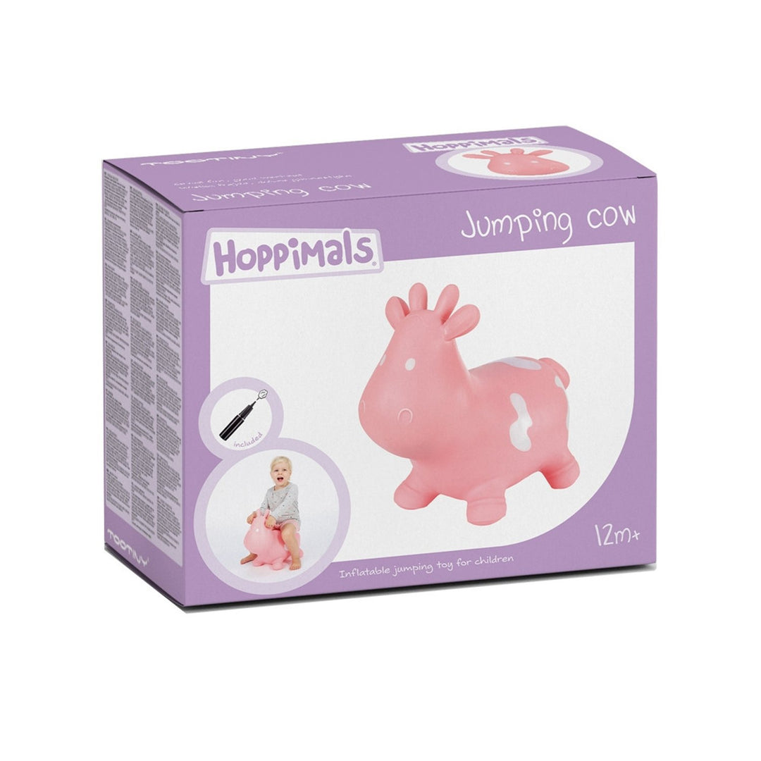 Hoppimals Pink Cow Rubber Jumping Space Hopper Jumper Toy with Pump