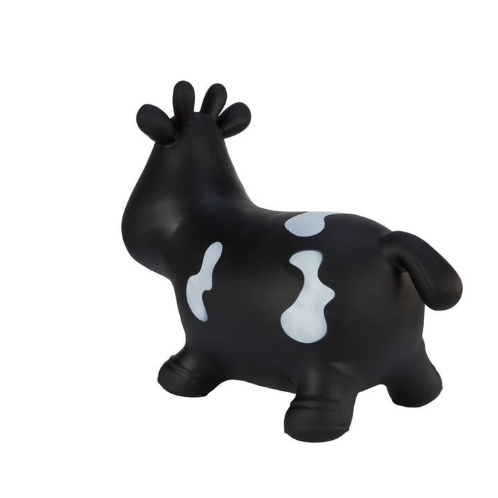 Hoppimals Black Cow Rubber Jumping Space Hopper Jumper Toy with Pump