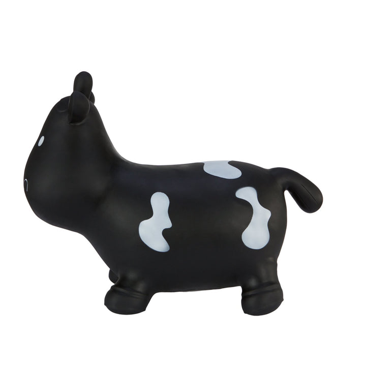 Hoppimals Black Cow Rubber Jumping Space Hopper Jumper Toy with Pump