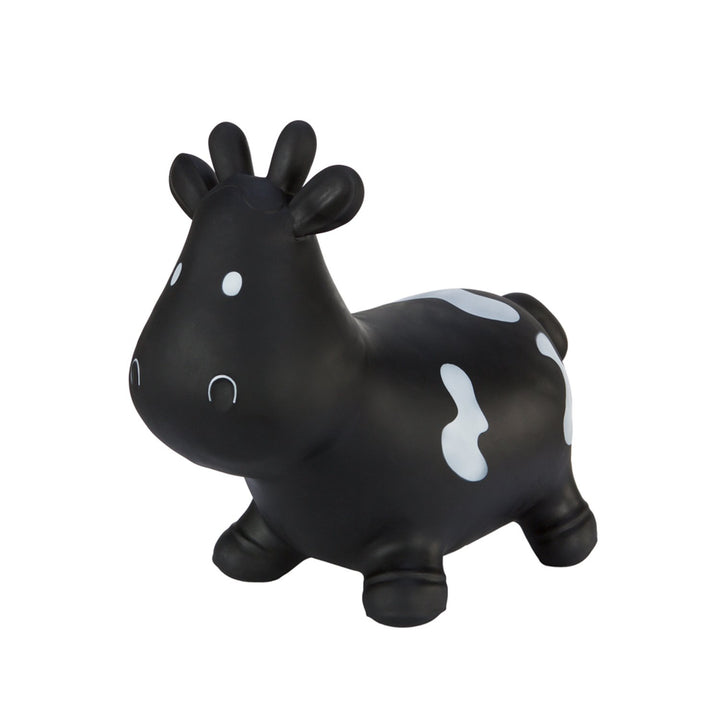 Hoppimals Black Cow Rubber Jumping Space Hopper Jumper Toy with Pump