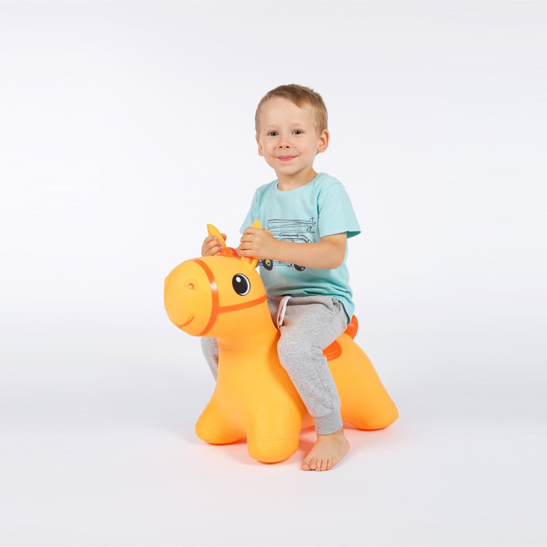 Hoppimals Orange Horse Rubber Jumping Space Hopper Jumper Toy with Pump