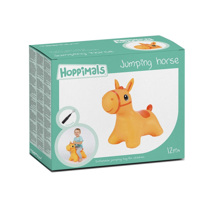 Hoppimals Orange Horse Rubber Jumping Space Hopper Jumper Toy with Pump