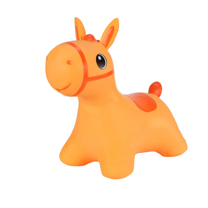 Hoppimals Orange Horse Rubber Jumping Space Hopper Jumper Toy with Pump