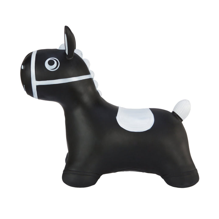 Hoppimals Black Horse Rubber Jumping Space Hopper Jumper Toy with Pump