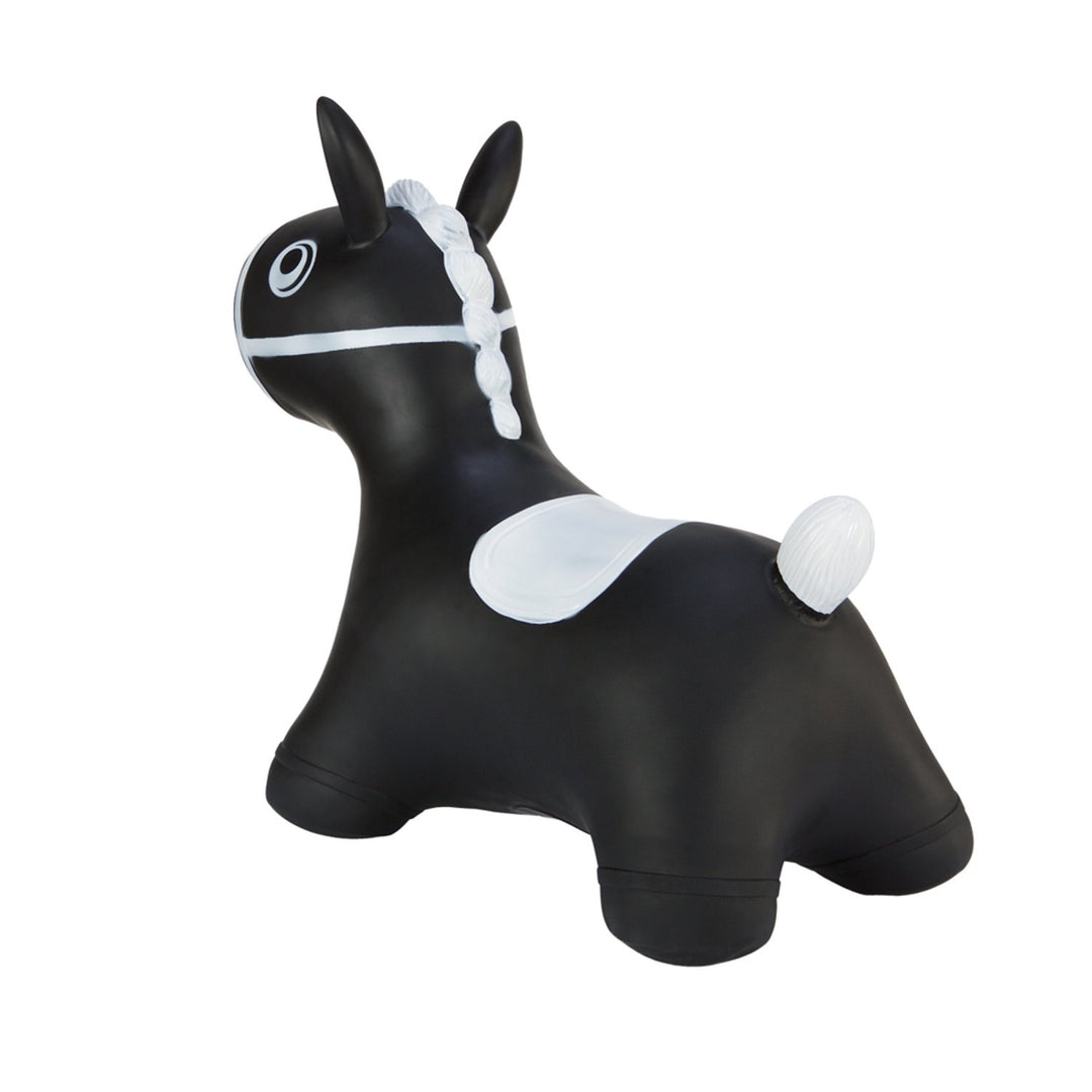 Hoppimals Black Horse Rubber Jumping Space Hopper Jumper Toy with Pump