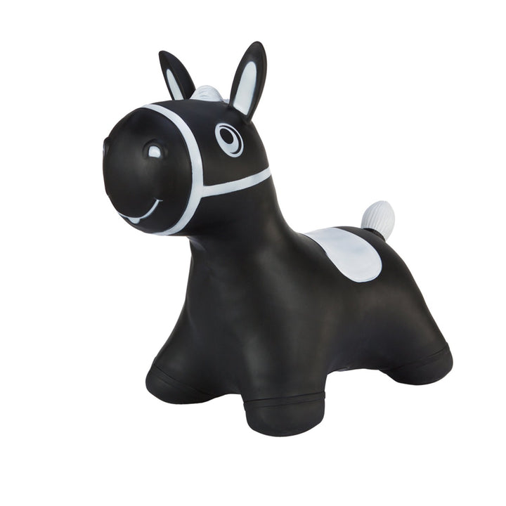 Hoppimals Black Horse Rubber Jumping Space Hopper Jumper Toy with Pump