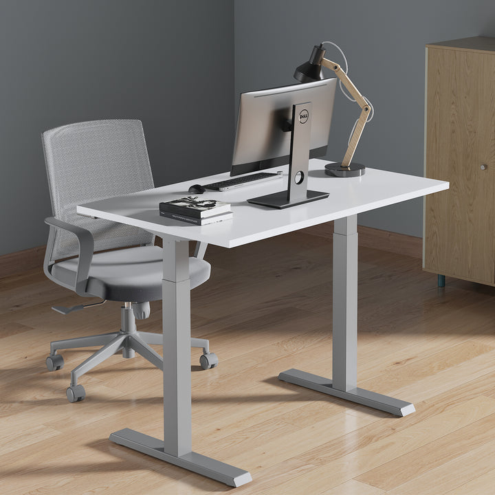 Ergo Office ER-402G Manual Height Adjustment Desk Table Frame Without Top for Standing and Sitting Work Grey