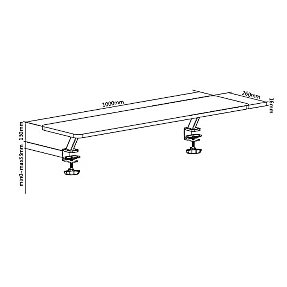 Oifig Ergo ER-409 Monatóireacht a dhéanamh ar Seastán Glúine Deasc Mount Tábla Seilf Barr 13" - 32" 20kg Uilíoch 100 x 26cm