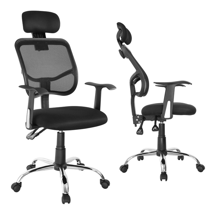 Ergo Office ER-413 Ergonomic Office Chair Adjustable Headrest &amp; Seat Height Mesh Swivel Durable Black