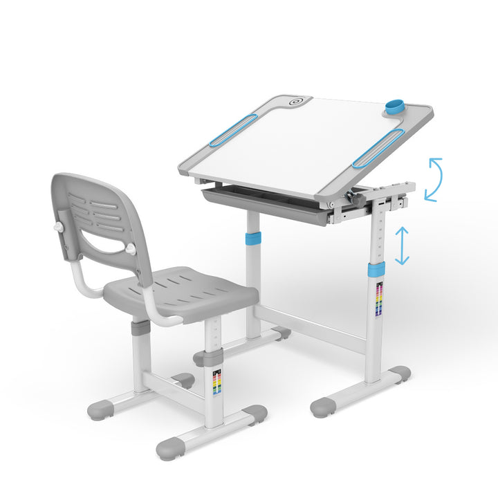 Ergo Office ER-418 Kids Height Adjustable Ergonomic Desk with Chair Set max. 75kg  Manual Adjustment Tilting 40°