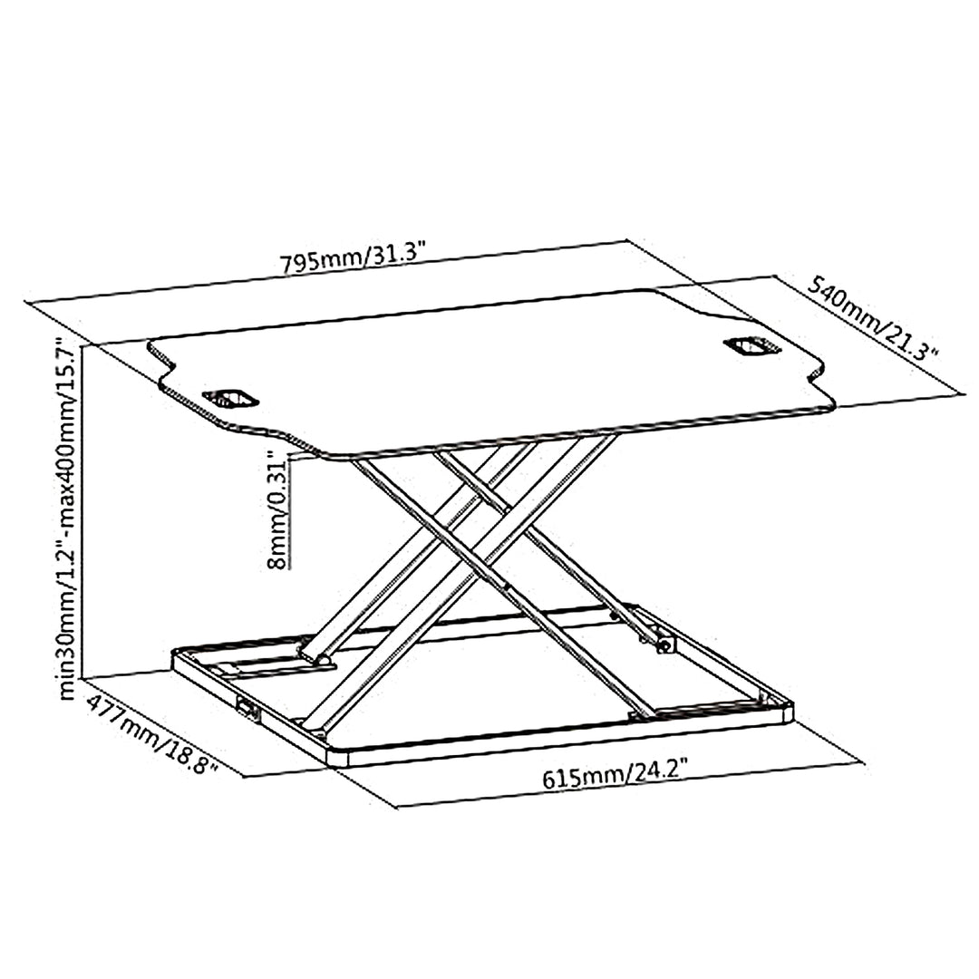 Ergo Office ultra thin sit/stand desk converter, white, with gas spring, max 10kg, ER-420