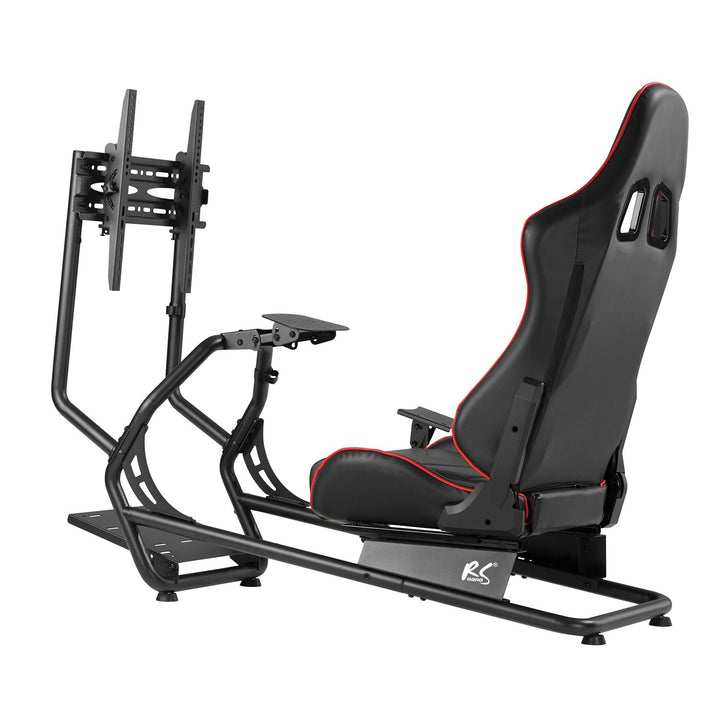 NanoRS RS160 Gaming Chair Racing Simulator Stand 3 in 1 PC Console Gamers Synthetic Leather Cover Steering Wheel Stand TV Bracket Up to 50" Max. Vesa 400x400