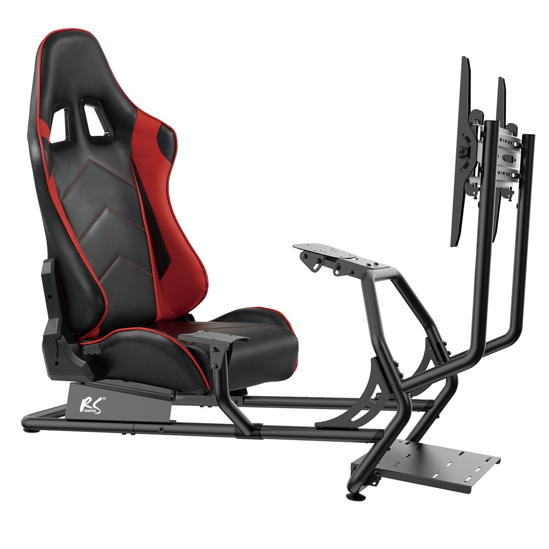 NanoRS RS160 Gaming Chair Racing Simulator Stand 3 in 1 PC Console Gamers Synthetic Leather Cover Steering Wheel Stand TV Bracket Up to 50" Max. Vesa 400x400