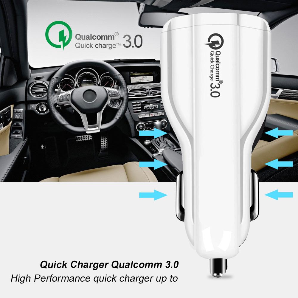 2-slot USB Charger 12-24V Cigarette Lighter Quick Charge 3.0 1x QC3.0 5V / 3A, 9V / 1.8A, 12V / 1.6A 1x 5V / 3.1A