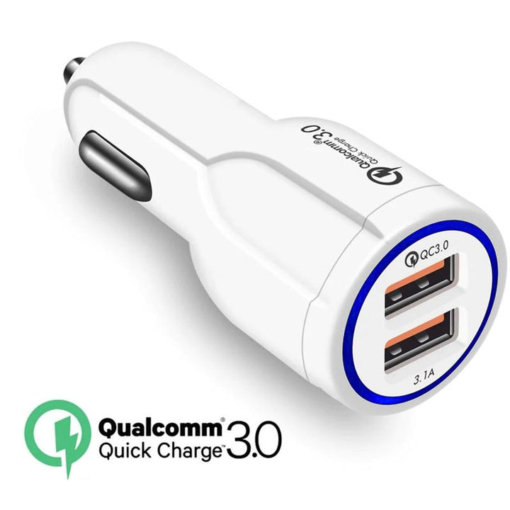 Charger USB 2-sliotán 12-24V Toitíní Gile Muirear Tapa 3.0 1x QC3.0 5V / 3A, 9V / 1.8A, 12V / 1.6A 1x 5V / 3.1A