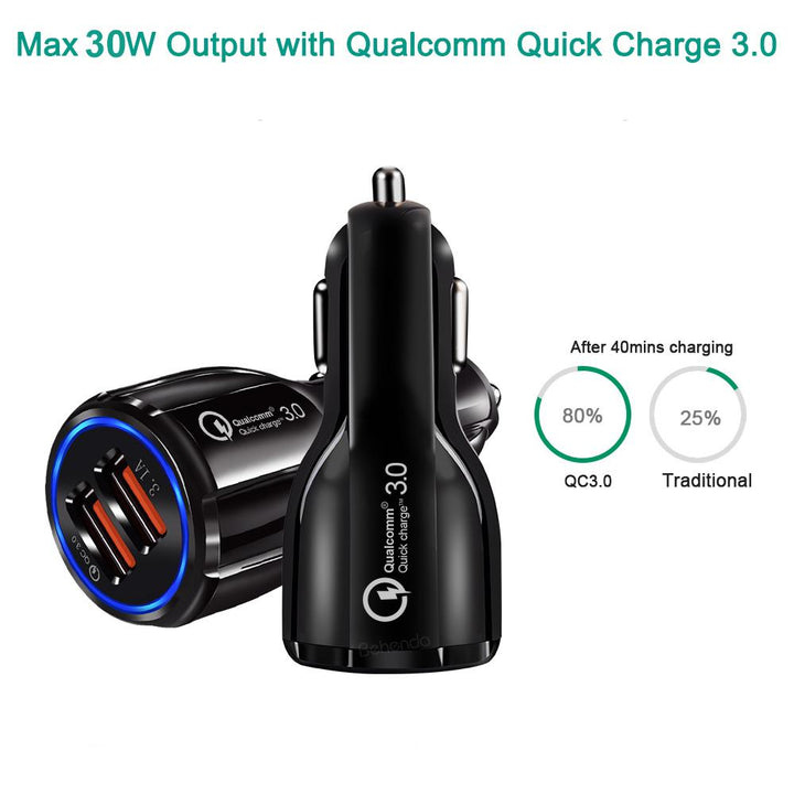 2-slot USB Charger 12-24V Cigarette Lighter Quick Charge 3.0 1x QC3.0 5V / 3A, 9V / 1.8A, 12V / 1.6A 1x 5V / 3.1A