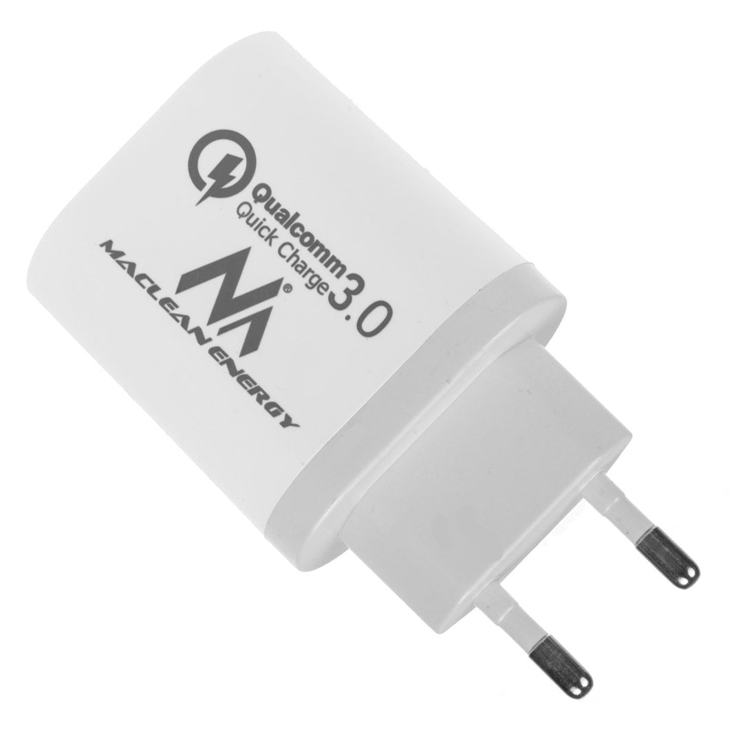 1xQC 3.0 Maclean Energy MCE479 W charger - white Qualcomm Quick Charge QC 3.0 - 3.6-6VV / 3A, 6-9V / 2A, 9-12V / 1.5A and 2 sockets 5V / 2.1A