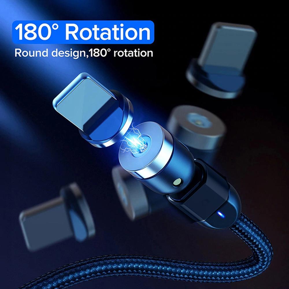 Magnetic USB cable with USB-Type-C adapter 2m fast charging function 9V / 2A 5V / 3A Fast Charge charging cable Data cable 360 ° and 180 ° rotatable Magnetic connection (cable with USB-Type-C adapter 2m)