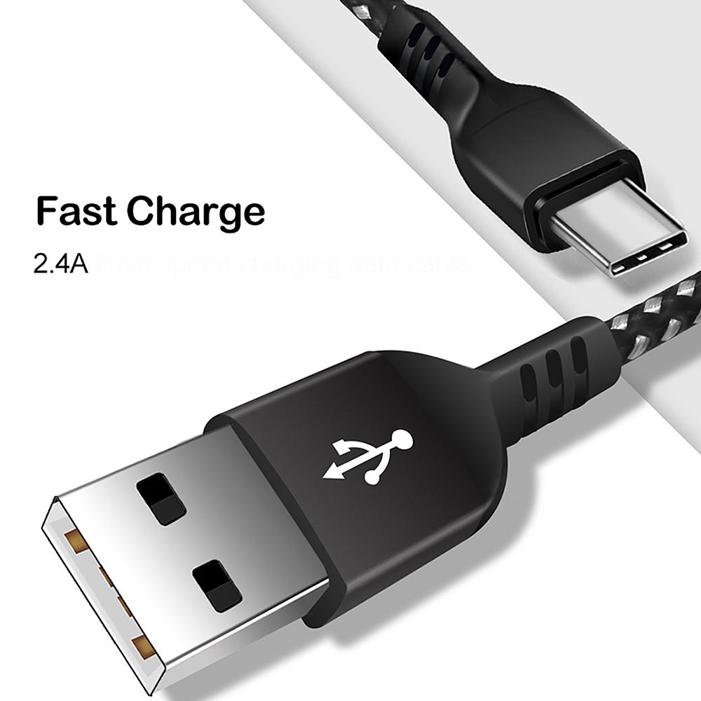 USB to USB-Type-C cable, charging cable 1m Fast Charge 5V / 2.4A data cable, high-speed charging cable, nylon braided connection cable, data transmission (USB-Type C) ...