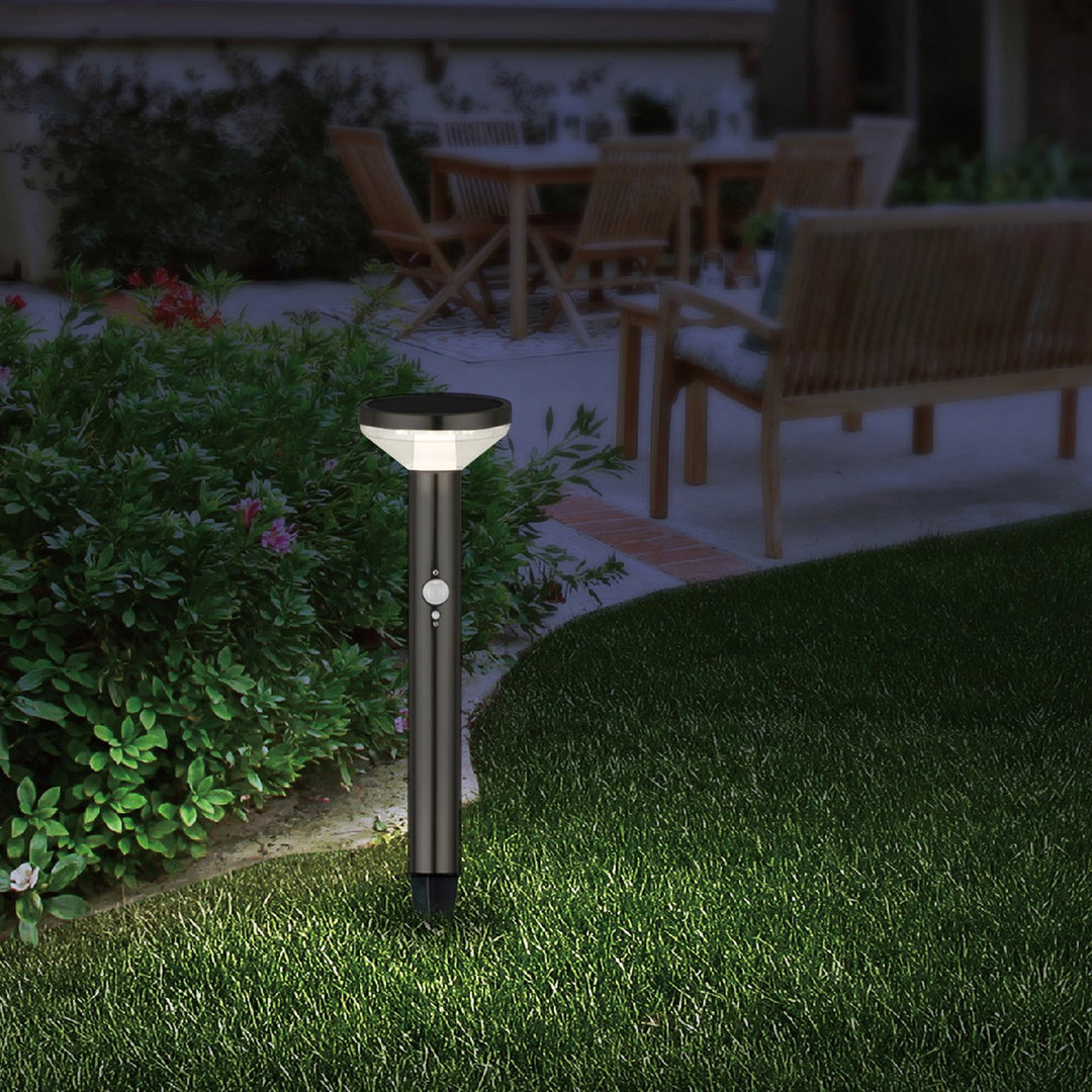 Solar LED lamp with Maclean sensor, black, IP44, 3 light modes, Li-ion 18650 battery 3.7V 1200 mAh, drive-in sensor, MCE465 B