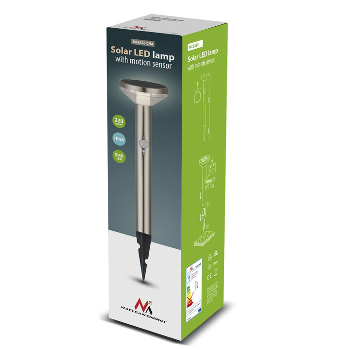 Lampa gréine LED le braiteoir Maclean, chrome neamhlonrach, IP44, 3 mhodh soilsithe, ceallraí Li-ian 18650 3.7V 1200 mAh, cnag isteach, MCE465 C / M