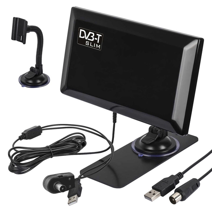 Antenna gníomhach faoi dhíon DVB-T2 Atenna amplifier HEVC Antenna le aimplitheoir cupán shúchán Lúibín USB 5V ...