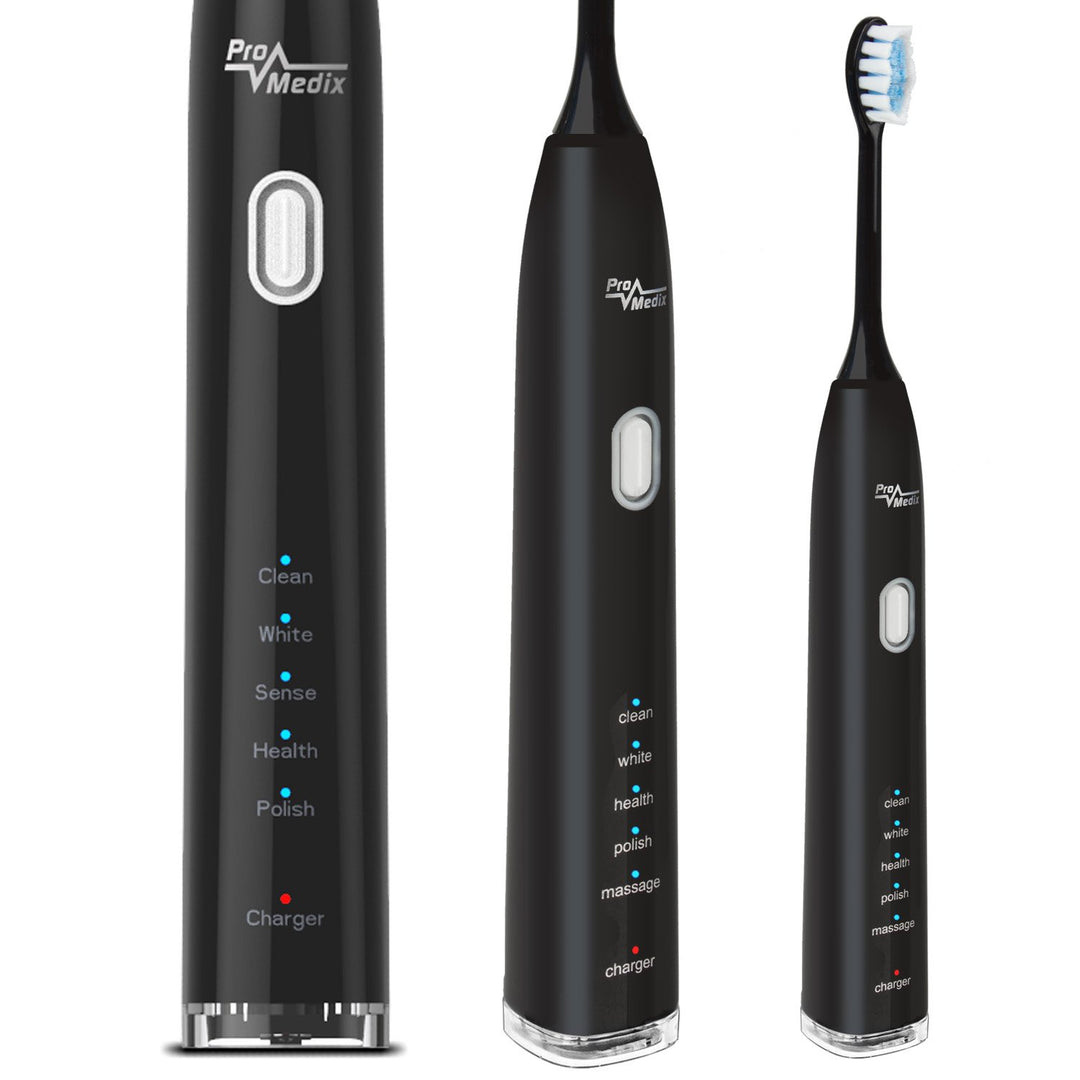 Sonic Toothbrush Promedix PR-740 B black, 5 modes, timer, battery level indicator 2 replacement heads included