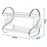 Maestro MR-1025-43 2-Level Dish Draining Rack Chrome Plated Steel Removable Tray
