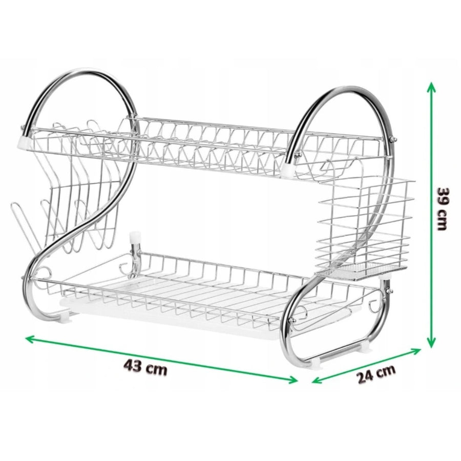 Maestro MR-1025-43 2-Level Dish Draining Rack Chrome Plated Steel Removable Tray