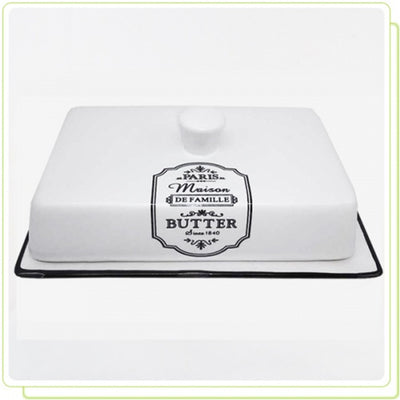 White ceramic butter dish - ergonomic shape MR20030-45