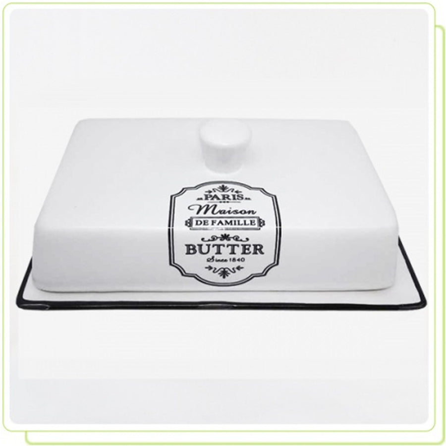 White ceramic butter dish - ergonomic shape MR20030-45
