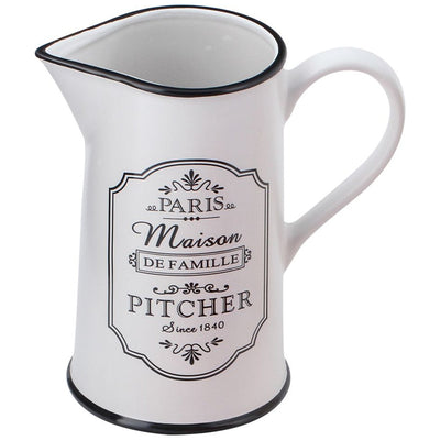 Maestro Paris Maison ceramic water jug with handle milk tea jug 1 litre white/black