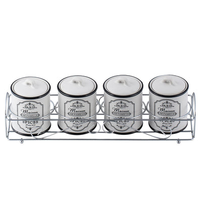 Maestro Paris Set 4 ceramic spice containers and stand
