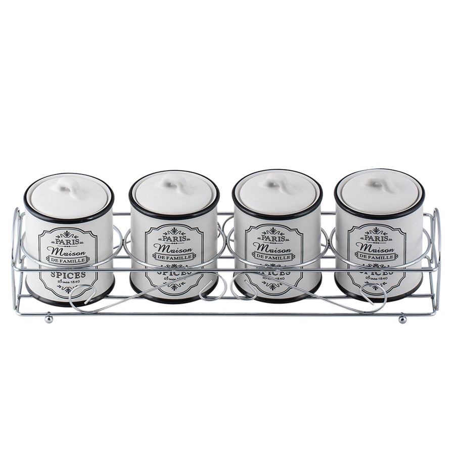 Maestro Paris Set 4 ceramic spice containers and stand