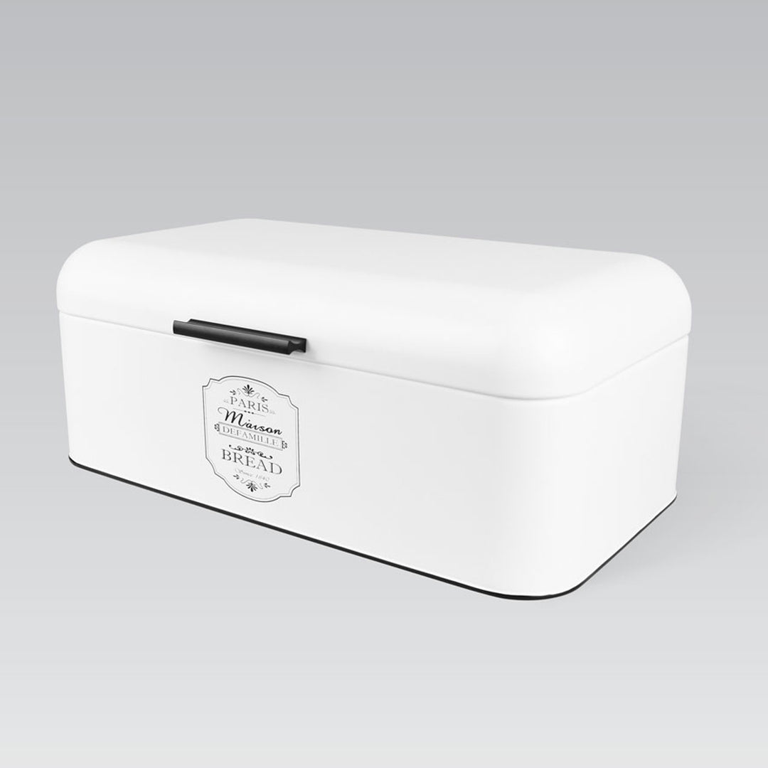 Metal Bread Bin Container Box Stainless Steel Lid White